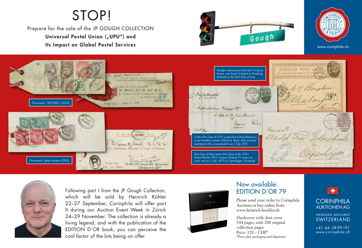 Anzeige von Corinphila für die JP Gough Collection
