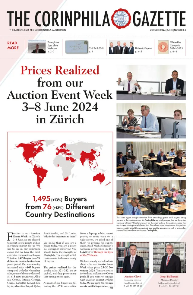 Titelseite: Corinphila Gazette, Juni 2024